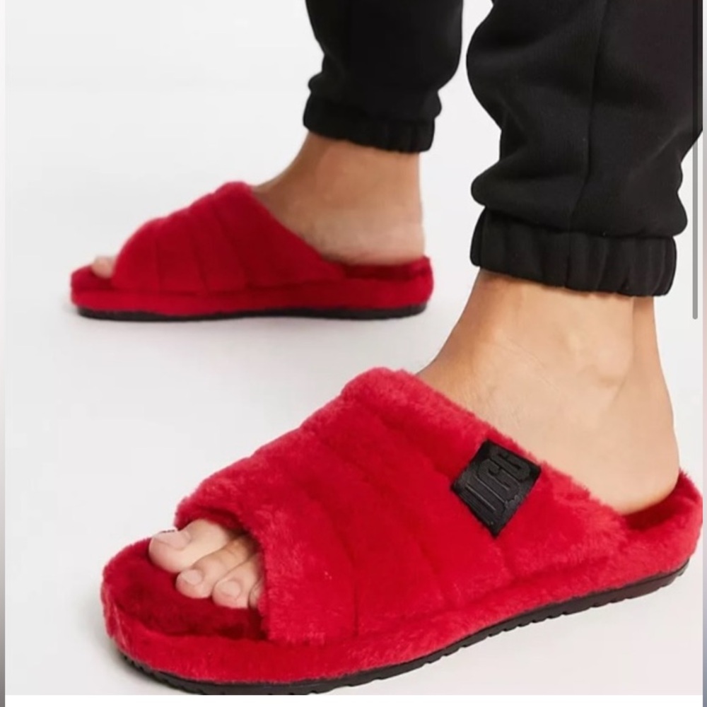 Ugg fluff you Sambs slide red slippers.unisex
